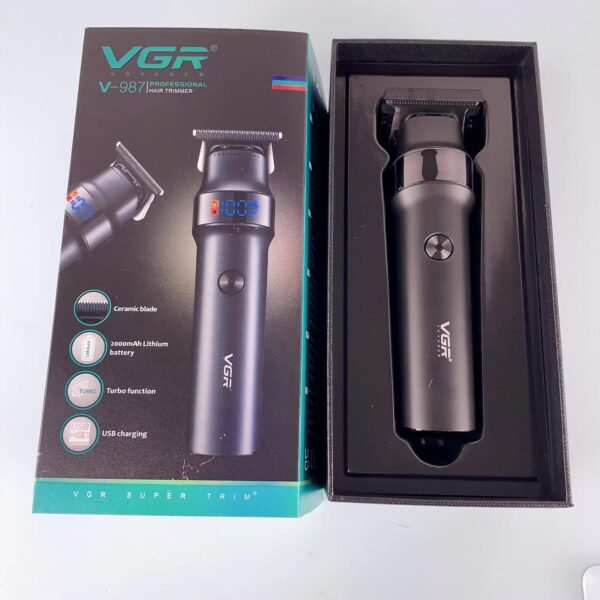 Original VGR V 987 Hair Trimmer Professional Digital Display Turbo function Zero Cutting Cordless Pro Self Haircut Hair Clipper Stainless steel & Ceramic Blade - Image 9