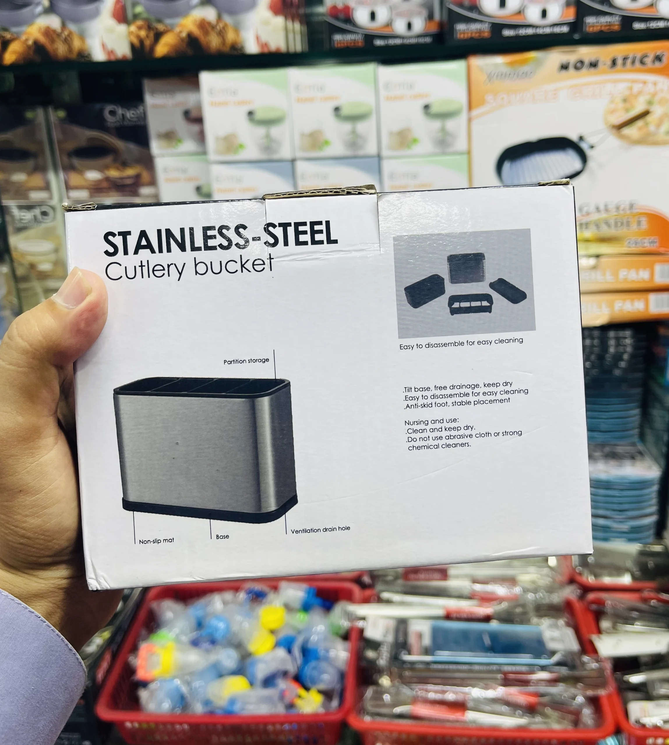 Stainless Steel Cutlery holder | Spoon For Kitchen Cutlery Bucket Organiser - Image 4