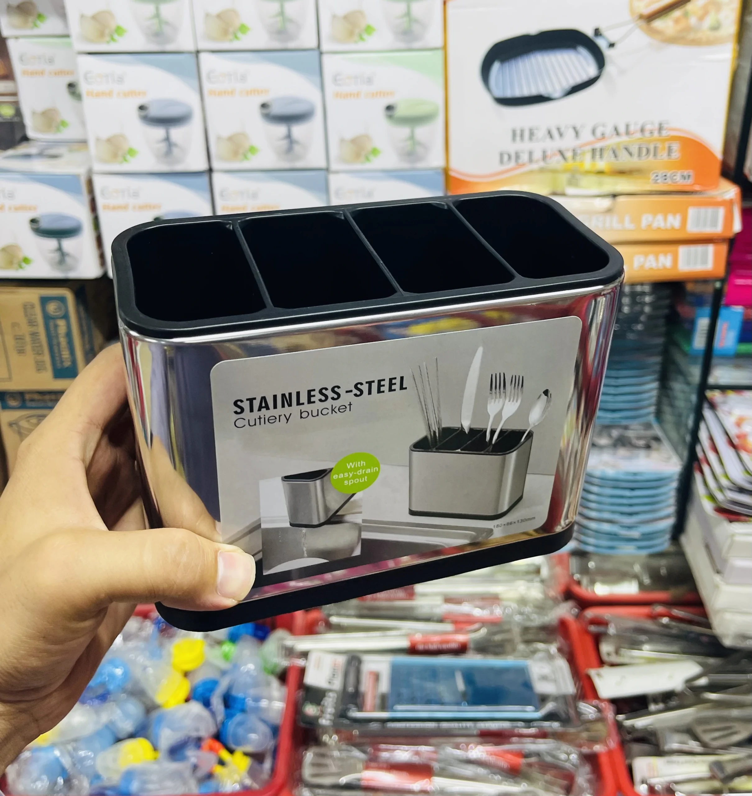 Stainless Steel Cutlery holder | Spoon For Kitchen Cutlery Bucket Organiser - Image 3